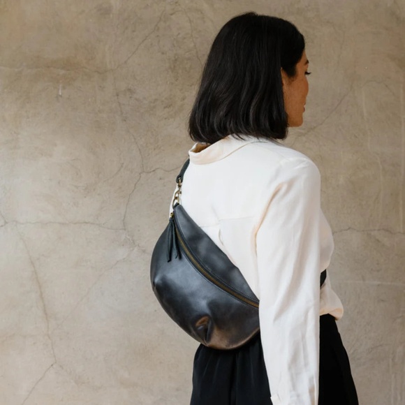 ABLE Berkeley Belt Bag Black Leather Adjustable Strap, Cross Body Fanny Pack - Picture 1 of 13